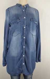 Chambray button up tunic shirt size large